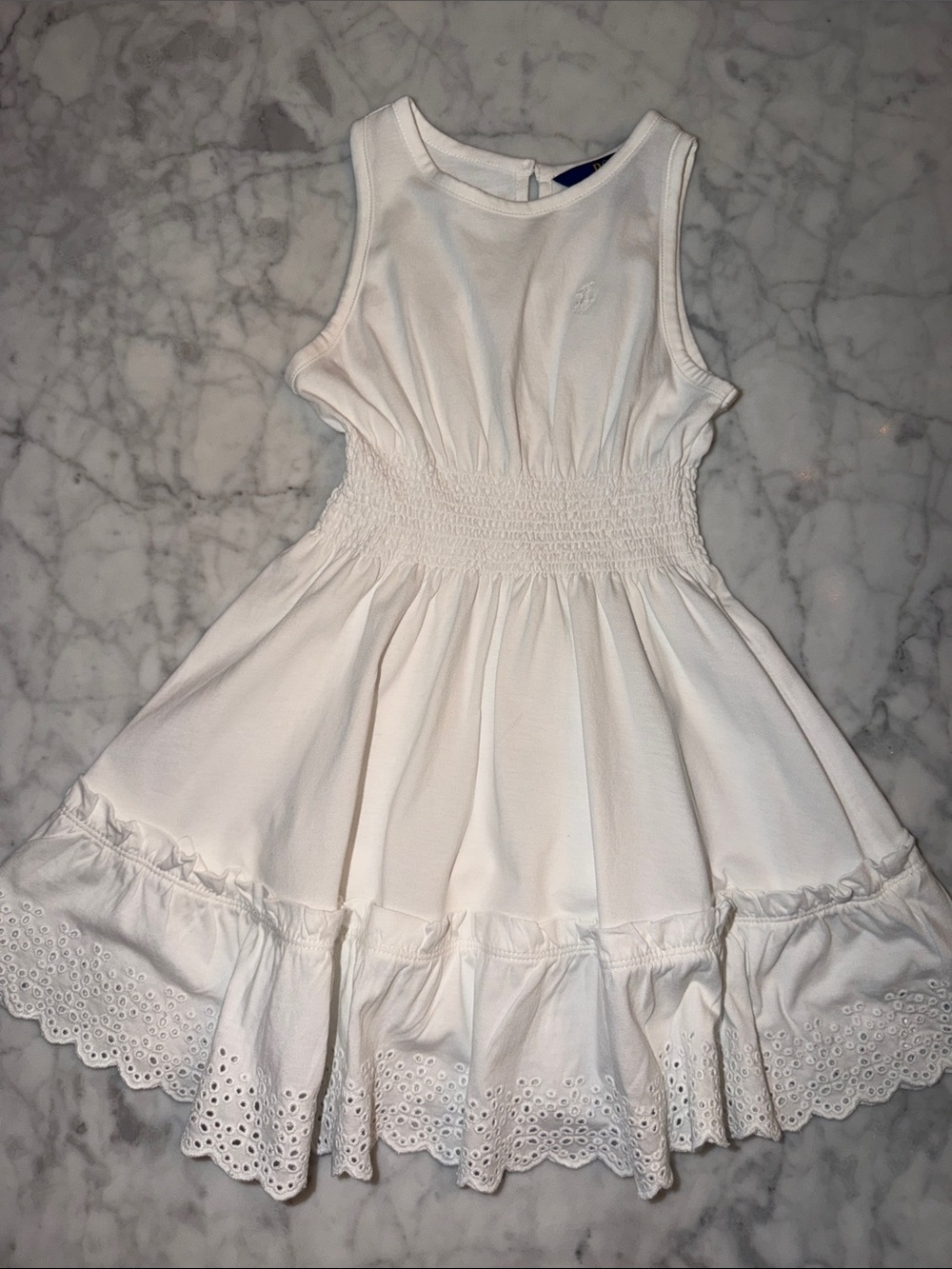 NWOT Polo by Ralph Lauren White Eyelet Hem Sleeveless Dress 3Y